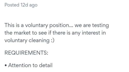 New Zealand cleaning company removes job ad asking applicants to work for free