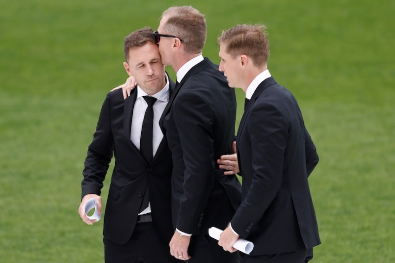 Selwood brothers show courage in the face of tragedy to honour their brother Troy at emotional memorial