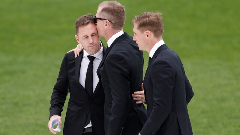 Selwood brothers show courage in the face of tragedy to honour their brother Troy at emotional memorial